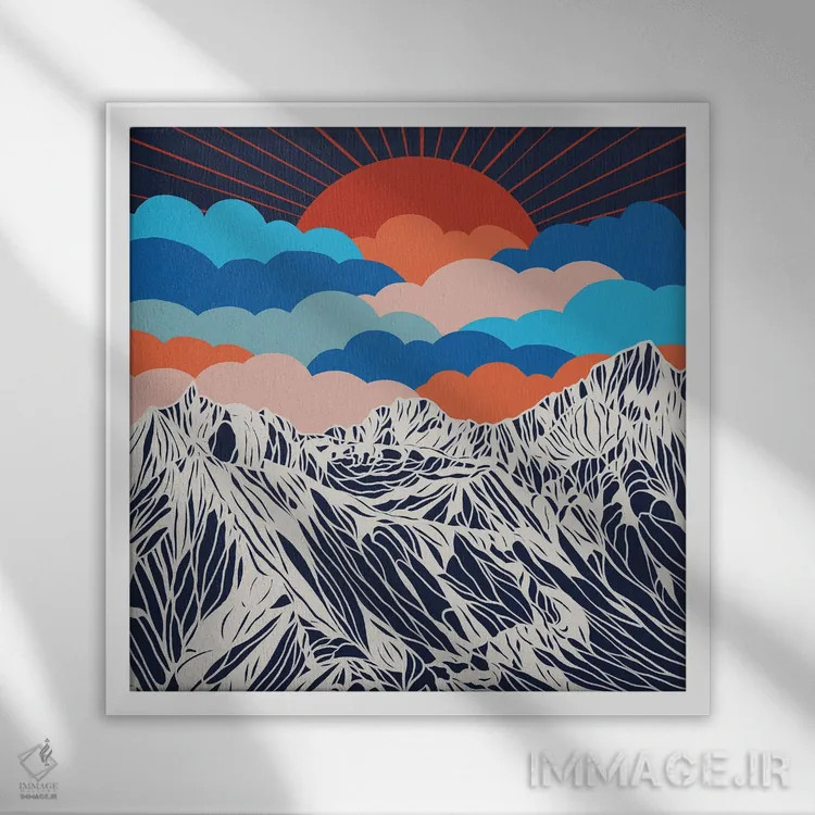 تابلو ابرهای رنگارنگ اثر کورالی هوئن - نمای قابدار سفید