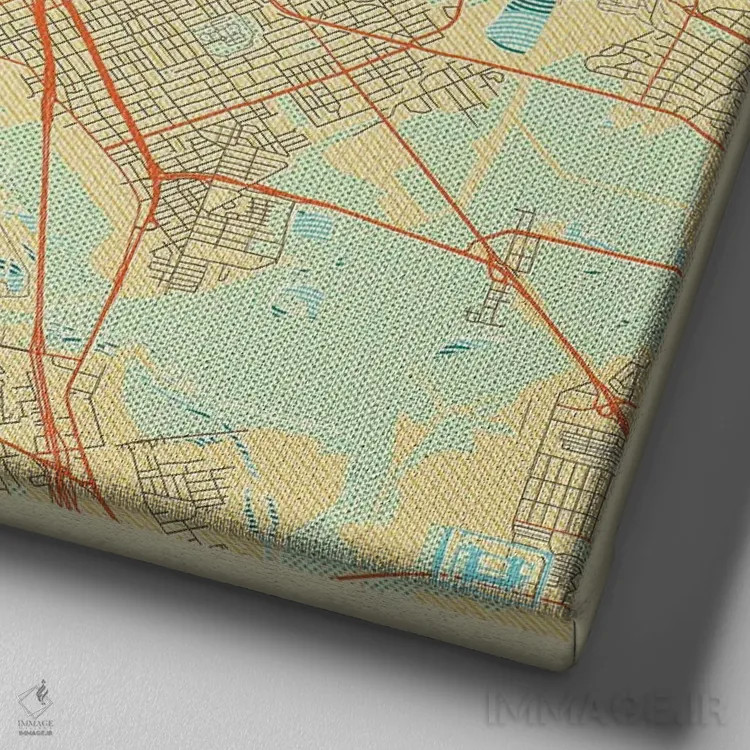 تابلو نقشه شهری رترو دالاس اثر هوبرت روگوسکی - نمای نزدیک بافت بوم