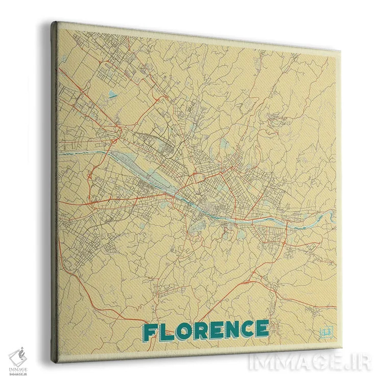 تابلو نقشه شهری فلورانس با طراحی رترو اثر هوبرت روگوسکی - نمای پرسپکتیو محصول