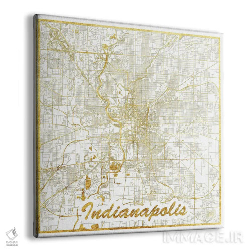 تابلو نقشه شهری ایندیاناپلیس با ورق طلا اثر هوبرت روگوسکی - نمای پرسپکتیو محصول