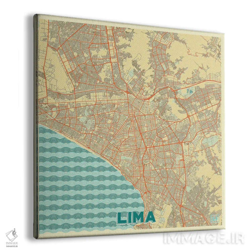 تابلو نقشه شهری لیما با طراحی رترو اثر هوبرت روگوسکی - نمای پرسپکتیو محصول