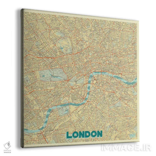 تابلو نقشه شهری لندن با طراحی رترو اثر هوبرت روگوسکی - نمای پرسپکتیو محصول