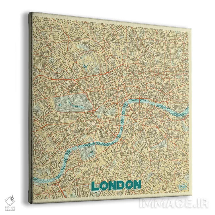 تابلو نقشه شهری لندن با طراحی رترو اثر هوبرت روگوسکی - نمای پرسپکتیو محصول