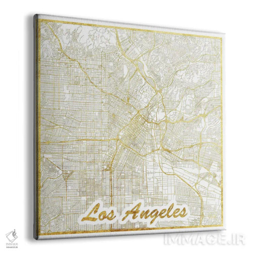تابلو نقشه شهری لس آنجلس با ورق طلا اثر هوبرت روگوسکی - نمای پرسپکتیو محصول