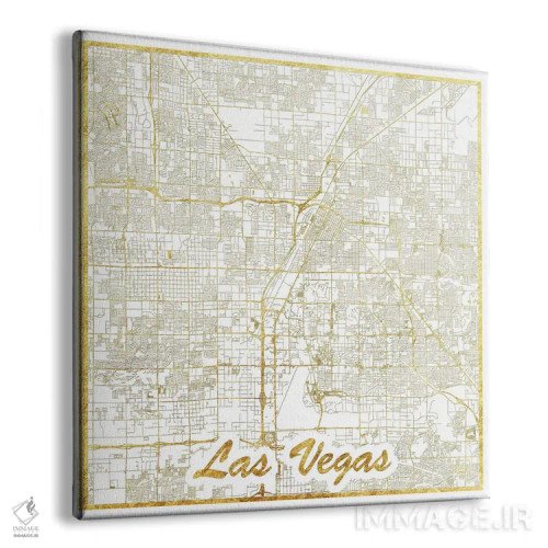 تابلو نقشه شهری لاس وگاس با ورق طلا اثر هوبرت روگوسکی - نمای پرسپکتیو محصول