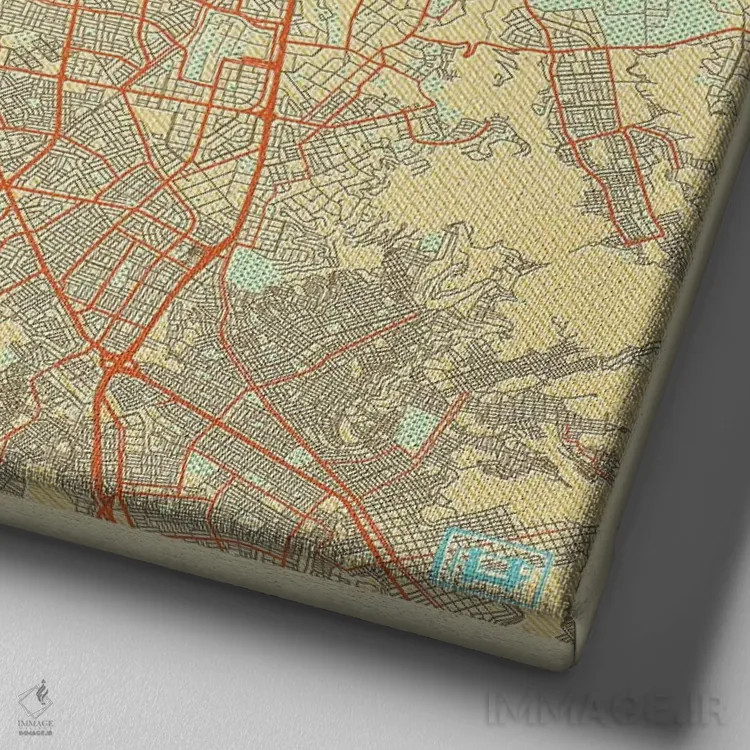 تابلو نقشه شهری لیما با طراحی رترو اثر هوبرت روگوسکی - نمای نزدیک بافت بوم
