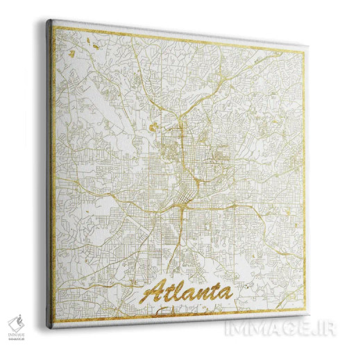 تابلو نقشه شهری آتلانتا با ورق طلا اثر هوبرت روگوسکی - نمای پرسپکتیو محصول