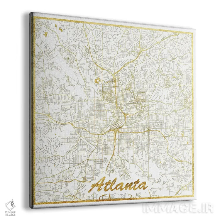 تابلو نقشه شهری آتلانتا با ورق طلا اثر هوبرت روگوسکی - نمای پرسپکتیو محصول