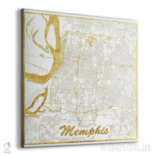 تابلو نقشه شهری ممفیس با ورق طلا اثر هوبرت روگوسکی - نمای پرسپکتیو محصول