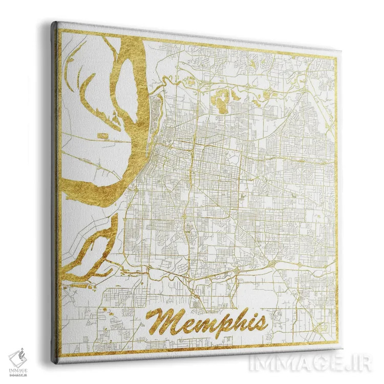 تابلو نقشه شهری ممفیس با ورق طلا اثر هوبرت روگوسکی - نمای پرسپکتیو محصول