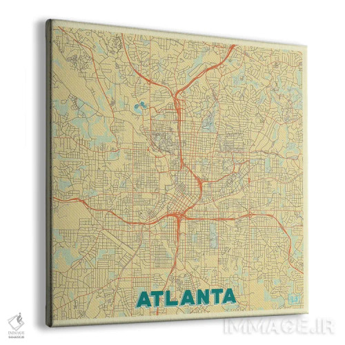 تابلو نقشه شهری آتلانتا با طراحی رترو اثر هوبرت روگوسکی - نمای پرسپکتیو محصول