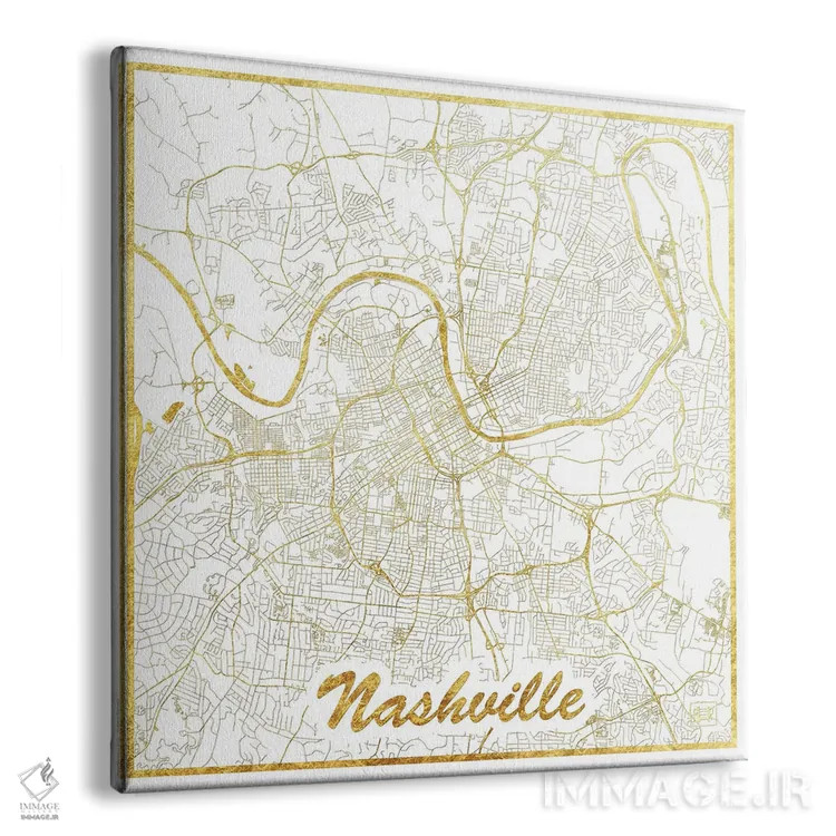 تابلو نقشه شهری با ورق طلای نشویل اثر هوبرت روگوسکی - نمای پرسپکتیو محصول