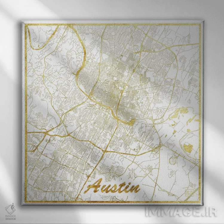 تابلو نقشه شهری با ورق طلای آستین اثر هوبرت روگوسکی - نمای روبهرو روی دیوار