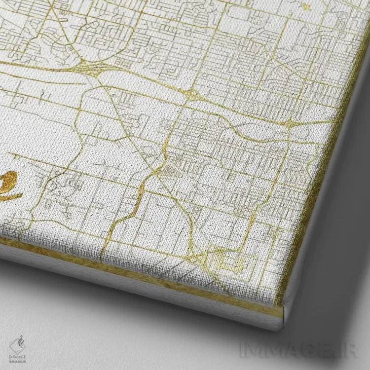 تابلو نقشه شهری ممفیس با ورق طلا اثر هوبرت روگوسکی - نمای نزدیک بافت بوم