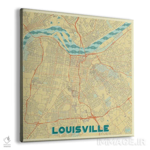 تابلو نقشه شهری لوئیزویل با طراحی رترو اثر هوبرت روگوسکی - نمای پرسپکتیو محصول