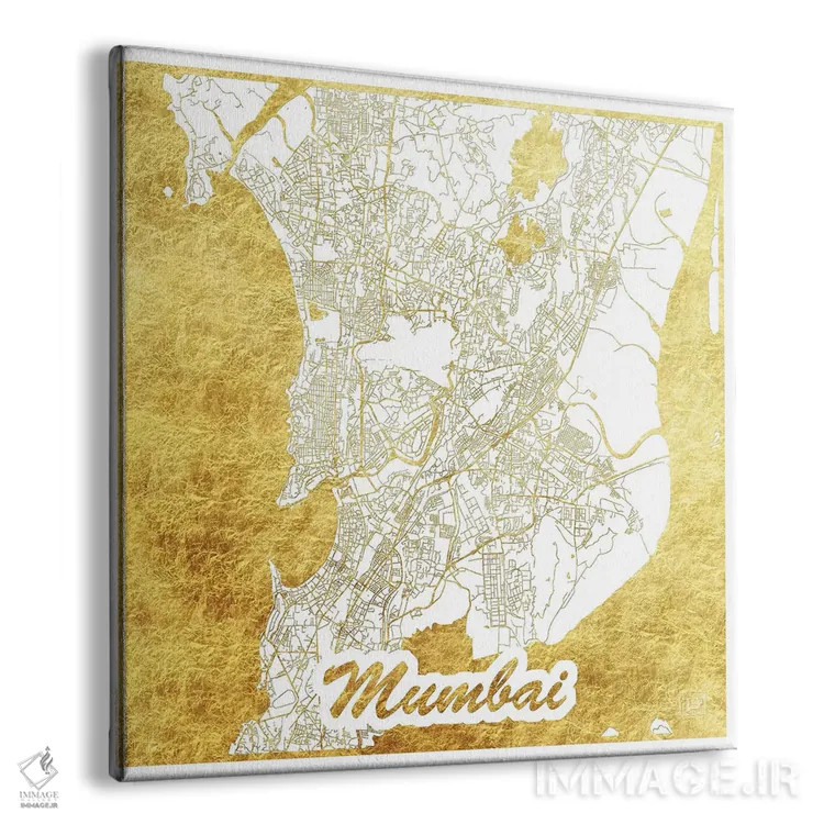تابلو نقشه شهری با ورق طلای بمبئی اثر هوبرت روگوسکی - نمای پرسپکتیو محصول