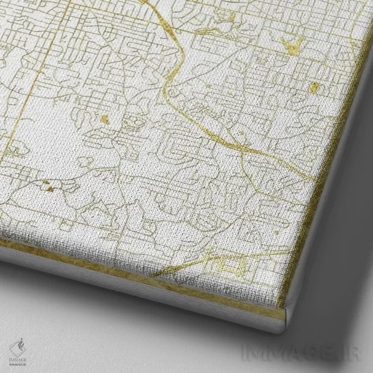 تابلو نقشه شهری آتلانتا با ورق طلا اثر هوبرت روگوسکی - نمای نزدیک بافت بوم