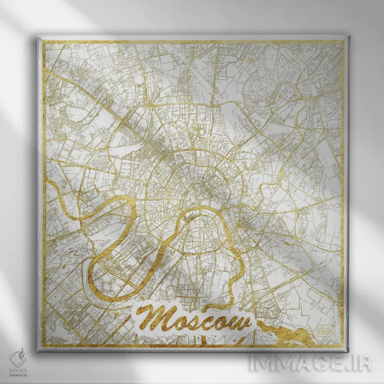 تابلو نقشه شهری با ورق طلای مسکو اثر هوبرت روگوسکی - نمای روبهرو روی دیوار