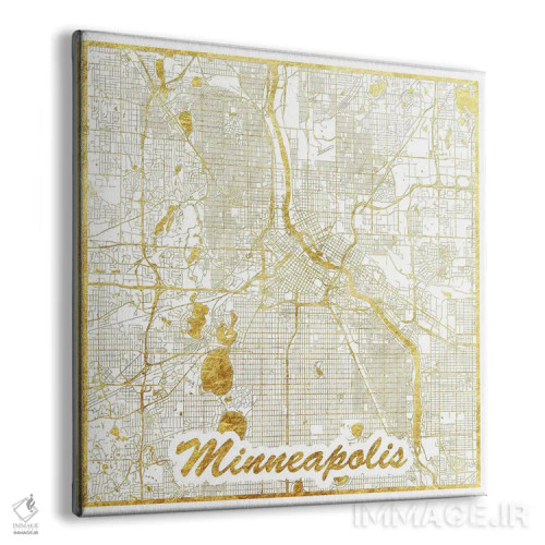تابلو نقشه شهری مینیاپولیس با ورق طلا اثر هوبرت روگوسکی - نمای پرسپکتیو محصول
