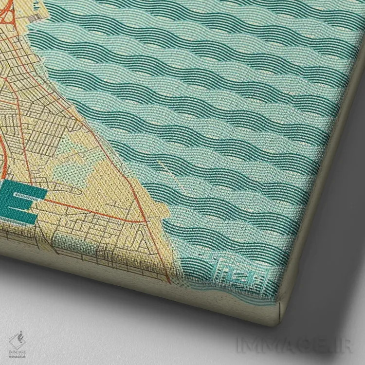 تابلو نقشه شهری میلواکی با طراحی رترو اثر هوبرت روگوسکی - نمای نزدیک بافت بوم