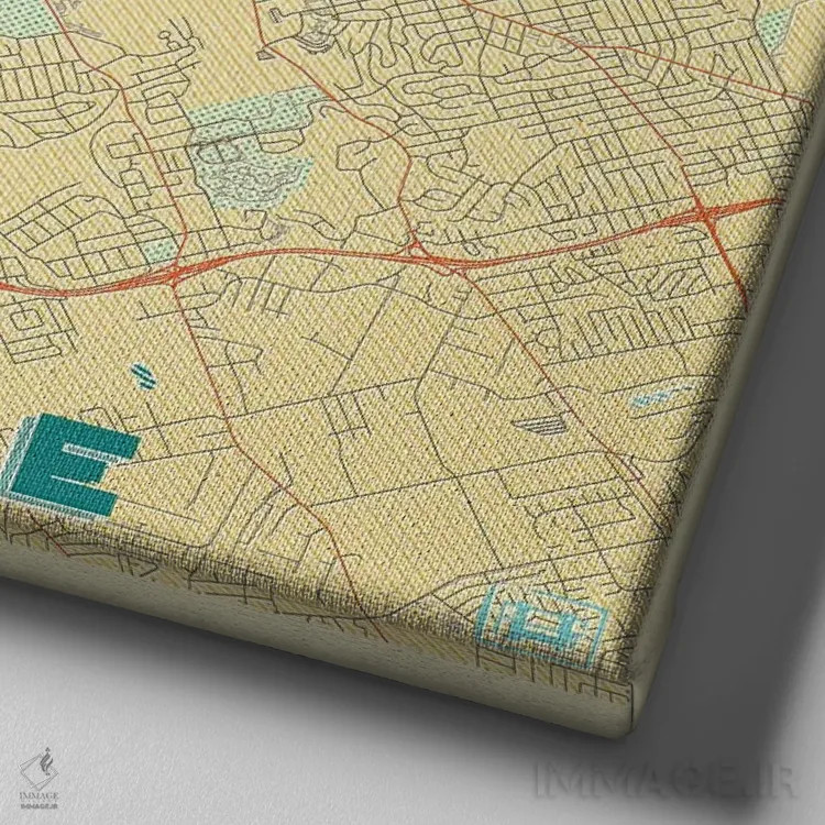 تابلو نقشه شهری لوئیزویل با طراحی رترو اثر هوبرت روگوسکی - نمای نزدیک بافت بوم