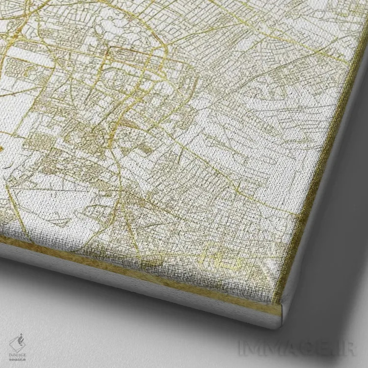 تابلو نقشه شهری با ورق طلای مونیخ اثر هوبرت روگوسکی - نمای نزدیک بافت بوم