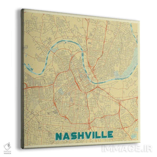 تابلو نقشه شهری رترو نشویل اثر هوبرت روگوسکی - نمای پرسپکتیو محصول