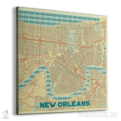 تابلو نقشه شهری رترو نیواورلئان اثر هوبرت روگوسکی - نمای پرسپکتیو محصول