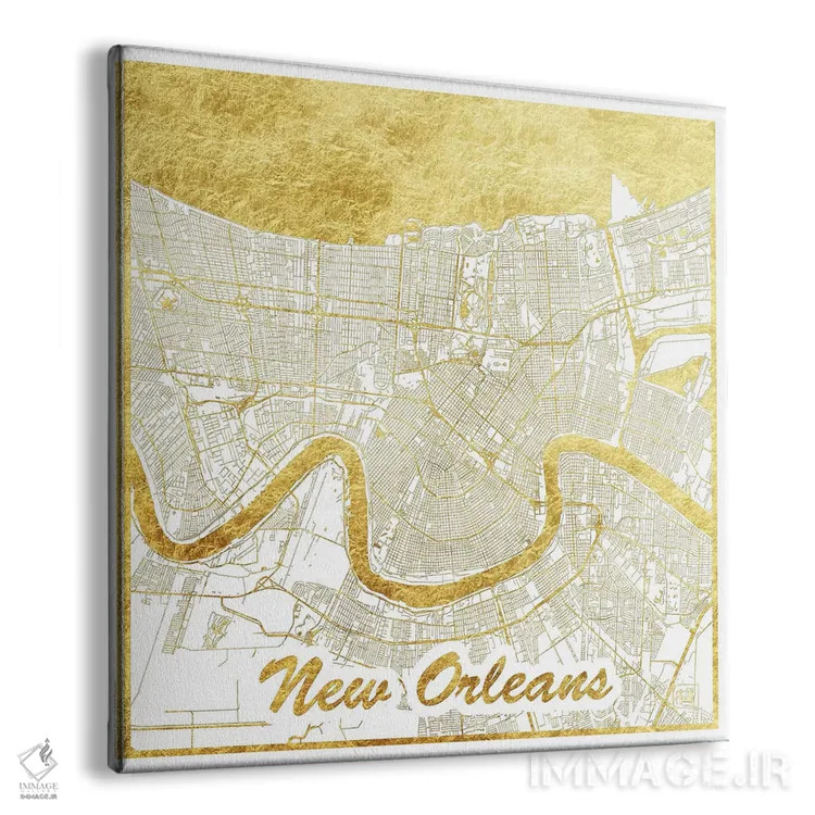 تابلو نقشه شهری با ورق طلای نیواورلئان اثر هوبرت روگوسکی - نمای پرسپکتیو محصول