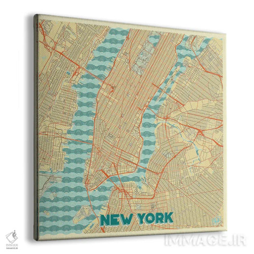 تابلو نقشه شهری رترو نیویورک اثر هوبرت روگوسکی - نمای پرسپکتیو محصول