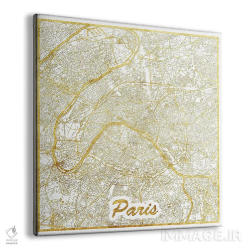 تابلو نقشه شهری با ورق طلای پاریس (فرانسه) اثر هوبرت روگوسکی - نمای پرسپکتیو محصول