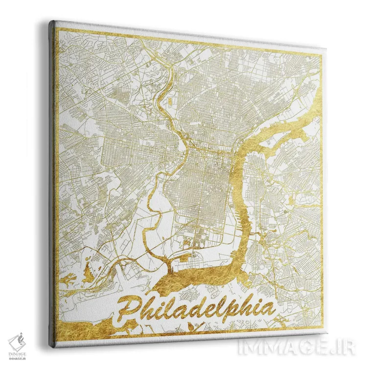 تابلو نقشه شهری با ورق طلای فیلادلفیا اثر هوبرت روگوسکی - نمای پرسپکتیو محصول