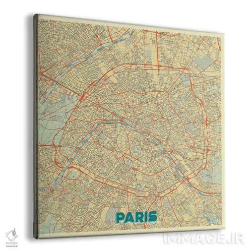 تابلو نقشه شهری رترو پاریس (فرانسه) اثر هوبرت روگوسکی - نمای پرسپکتیو محصول