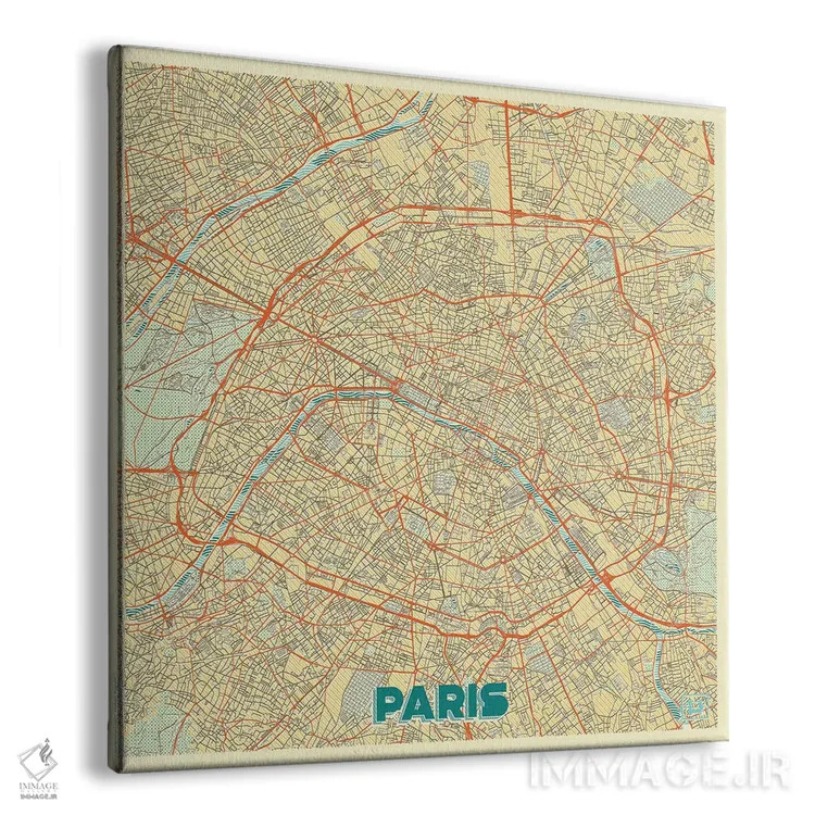 تابلو نقشه شهری رترو پاریس (فرانسه) اثر هوبرت روگوسکی - نمای پرسپکتیو محصول