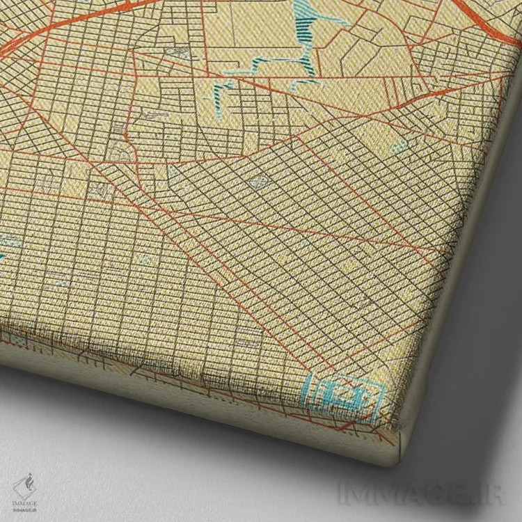 تابلو نقشه شهری رترو نیویورک اثر هوبرت روگوسکی - نمای نزدیک بافت بوم