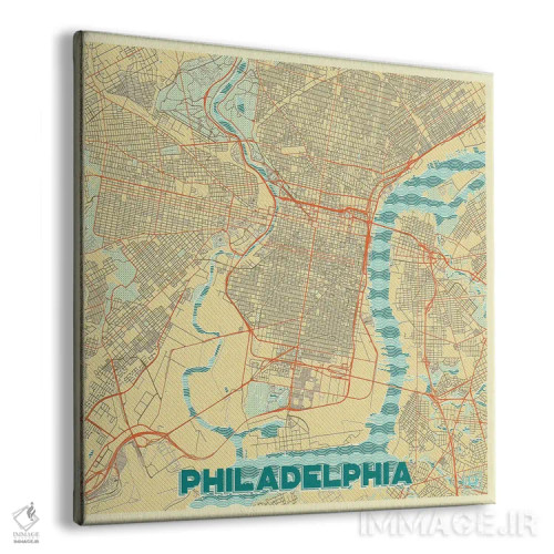 تابلو نقشه شهری رترو فیلادلفیا اثر هوبرت روگوسکی - نمای پرسپکتیو محصول
