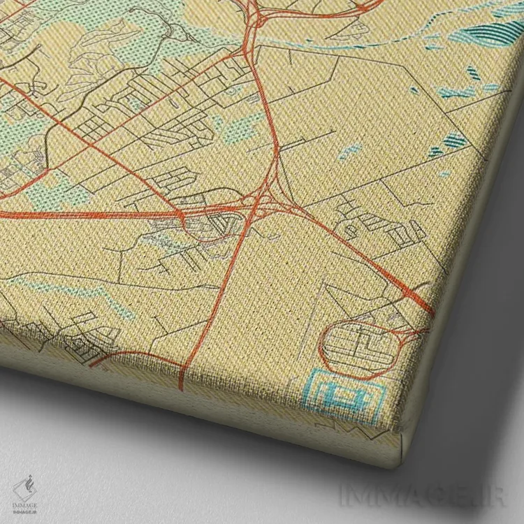 تابلو نقشه شهری رترو آستین اثر هوبرت روگوسکی - نمای نزدیک بافت بوم