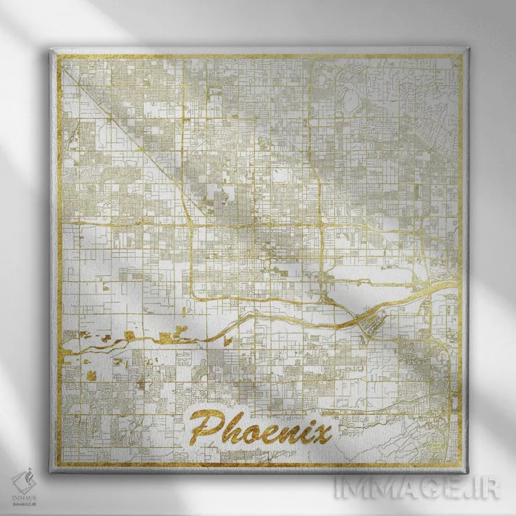 تابلو نقشه شهری با ورق طلای فینیکس اثر هوبرت روگوسکی - نمای روبهرو روی دیوار