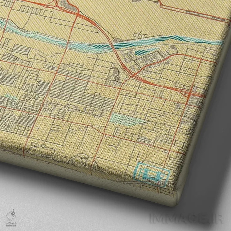 تابلو نقشه طرح شهری رترو فینیکس اثر هوبرت روگوسکی - نمای نزدیک بافت بوم