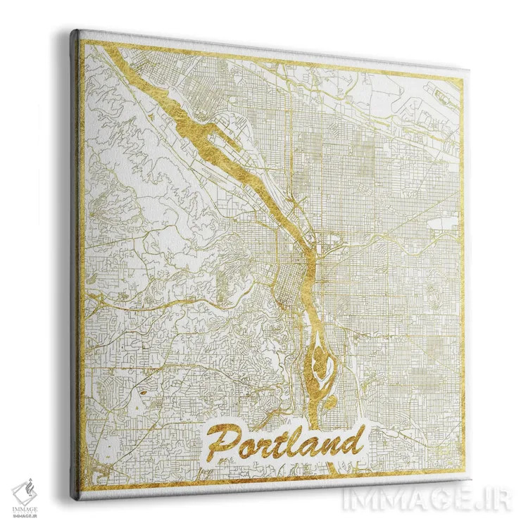 تابلو نقشه طرح شهری با برگ طلا پورتلند اثر هوبرت روگوسکی - نمای پرسپکتیو محصول