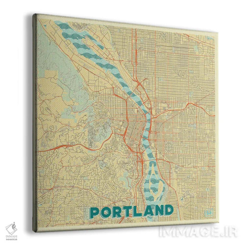تابلو نقشه طرح شهری رترو پورتلند اثر هوبرت روگوسکی - نمای پرسپکتیو محصول