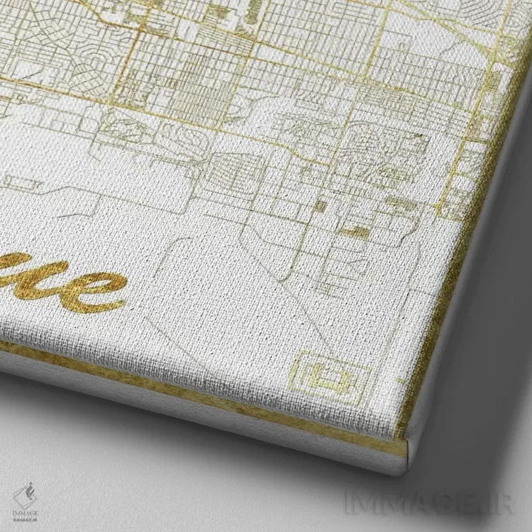 تابلو نقشه طرح شهری با برگ طلا آلبوکرکی اثر هوبرت روگوسکی - نمای نزدیک بافت بوم