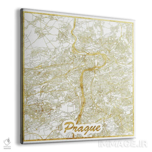 تابلو نقشه طرح شهری با برگ طلا پراگ اثر هوبرت روگوسکی - نمای پرسپکتیو محصول