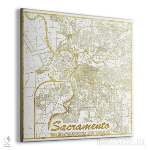 تابلو نقشه طرح شهری با برگ طلا ساکرامنتو اثر هوبرت روگوسکی - نمای پرسپکتیو محصول
