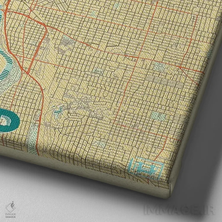 تابلو نقشه طرح شهری رترو پورتلند اثر هوبرت روگوسکی - نمای نزدیک بافت بوم