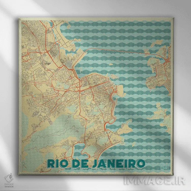 تابلو نقشه طرح شهری رترو ریو دو ژانیرو اثر هوبرت روگوسکی - نمای روبهرو روی دیوار