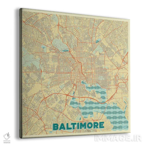 تابلو نقشه طرح شهری رترو بالتیمور اثر هوبرت روگوسکی - نمای پرسپکتیو محصول