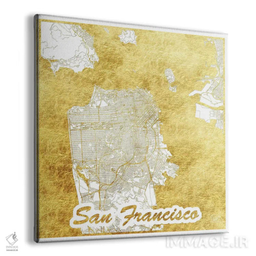 تابلو نقشه طرح شهری با برگ طلا سان فرانسیسکو اثر هوبرت روگوسکی - نمای پرسپکتیو محصول
