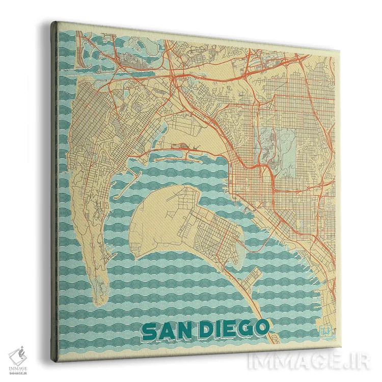تابلو نقشه طرح شهری رترو سن دیگو اثر هوبرت روگوسکی - نمای پرسپکتیو محصول