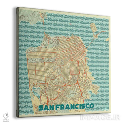 تابلو نقشه طرح شهری رترو سان فرانسیسکو اثر هوبرت روگوسکی - نمای پرسپکتیو محصول